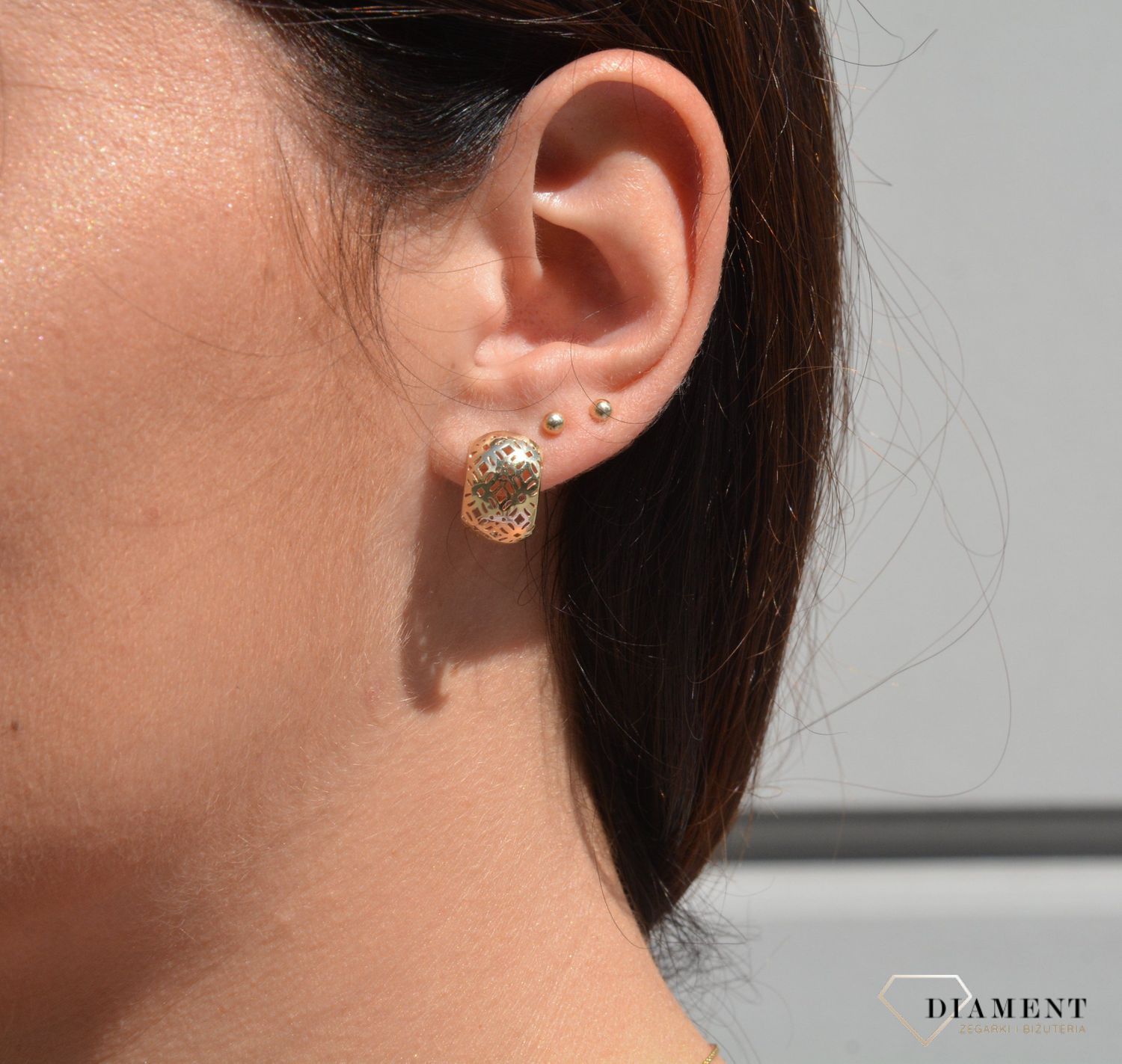 Złote kolczyki koła 333 ażurowa siateczka  KL 9350.jpg